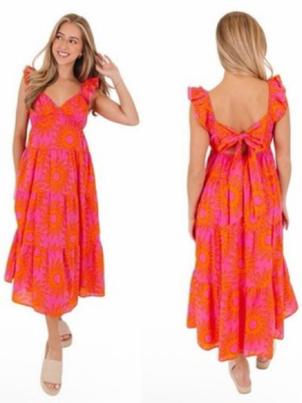 J.Marie bright tropical maxi dress with tie back